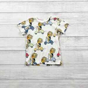 Polarn O. Pyret Kids T-Shirt White Scooter Print Organic Cotton Tee 4-5